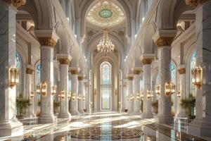 A palatial prayer hall within a luxurious mosque photo