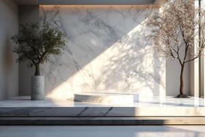 AI generated A minimalist podium with a focus on elegance and refinement photo