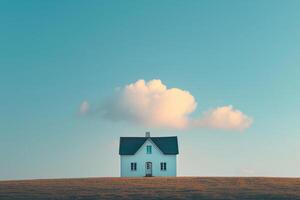 AI generated A cloud gray house against the clear blue sky photo