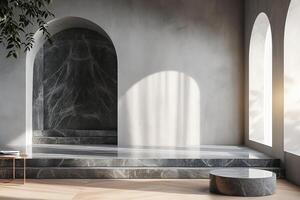 AI generated A minimalist podium inspired by classical architecture photo
