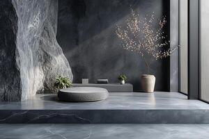 AI generated A minimalist podium with an emphasis on aesthetic elegance photo