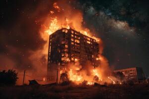 AI generated Building Caught in Flames photo