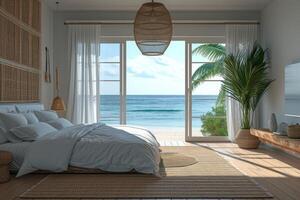 AI generated A minimalist coastal bedroom photo