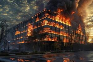 AI generated Building Caught in Flames photo