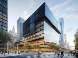 AI generated A modern office building standing tall in the central business district photo