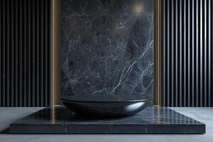 AI generated A minimalist podium with a refined marble texture photo