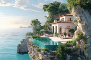 AI generated A stunning seaside villa photo