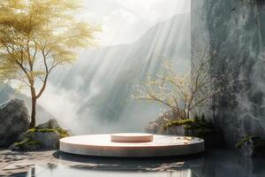 AI generated A nature-inspired podium that captures the essence of the great outdoors photo