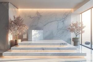 AI generated A minimalist podium with a modern twist photo