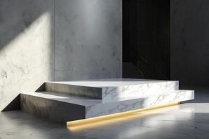 AI generated A minimalist podium inspired by the timeless elegance of marble photo