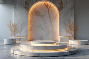 AI generated A sleek podium with minimalist aesthetics photo
