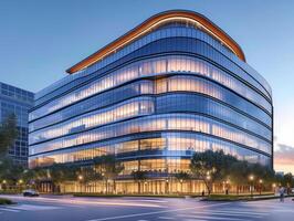 AI generated An office building leading the way in sustainable design and construction practices photo