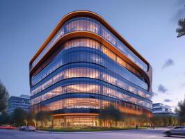 AI generated An office building leading the way in sustainable design and construction practices photo