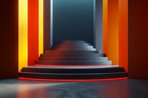 AI generated A podium utilizing subtle textures and clean surfaces photo