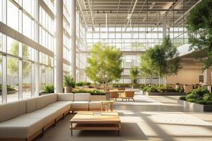 AI generated An eco office building with a focus on healthy indoor air quality photo