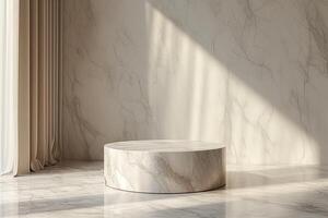 AI generated A minimalist podium with a marble texture photo