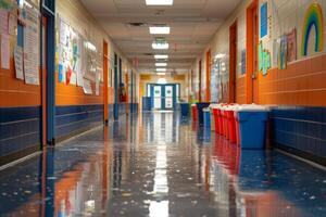 ai generado un colegio pasillo durante un comunidad Servicio iniciativa foto