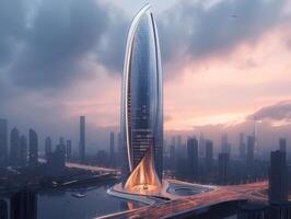 AI generated A futuristic office tower photo