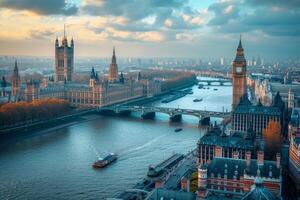 AI generated The majestic city skyline of London photo