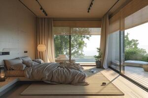 AI generated A minimalist bedroom photo