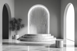AI generated A minimalist podium inspired by the timeless elegance of marble photo