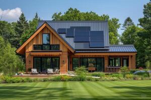 AI generated A green technology showcase home featuring the latest innovations photo