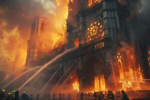 AI generated Building Caught in Flames photo