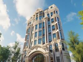 AI generated An office building inspired by the elegance and glamour of the Art Deco era photo