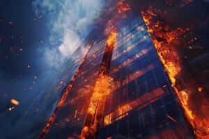 AI generated Building Caught in Flames photo