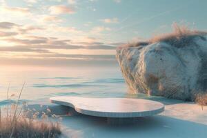 ai generado un inspirado en la naturaleza podio ese celebra el belleza de el playa foto