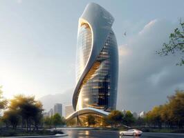 AI generated A futuristic office tower photo