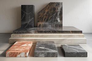 AI generated A minimalist podium adorned with exquisite marble textures photo