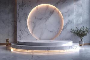 AI generated A sleek podium with minimalist aesthetics photo