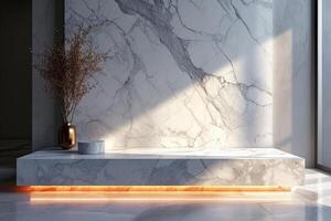 AI generated A minimalist podium with a focus on elegance and refinement photo