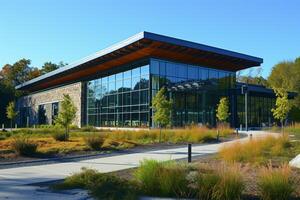 AI generated Office building with a passive solar design photo