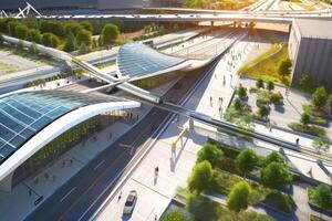 AI generated A forward-thinking sustainable transportation hub photo
