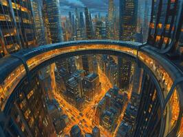 AI generated A skyline office building scene capturing the energy and vibrancy photo