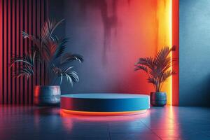 AI generated A podium utilizing subtle textures and clean surfaces photo