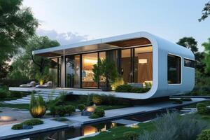 AI generated A modern house constructed from modular components photo