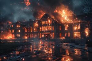 AI generated Building Caught in Flames photo