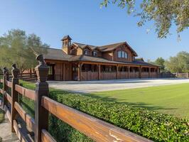 AI generated A ranch house on a sprawling equestrian estate photo