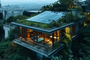 AI generated An eco-friendly dwelling located in the heart of downtown photo