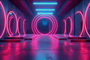 AI generated A podium featuring neon accents photo