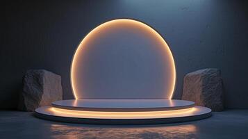 AI generated A minimalist podium designed to showcase product photo