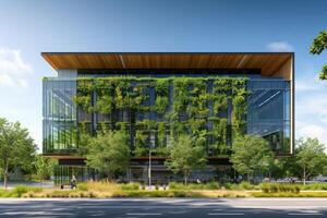 AI generated A net-zero energy office building photo