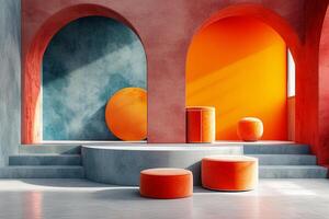 AI generated A podium utilizing subtle textures and clean surfaces photo