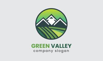 ai generado verde Valle verde naturaleza casa minimalista logo icono símbolo modelo vector