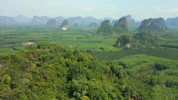 antenn av pittoresk landskap av kalksten stenar i krabi provins, thailand video