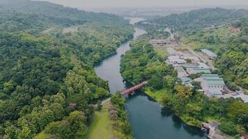 Graceful Bridge Over Tranquil Waters, Aerial Views from Above video