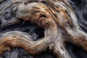 AI generated A close-up of a weathered and gnarled tree trunk, symbolizing resilience in old age. Generative AI photo